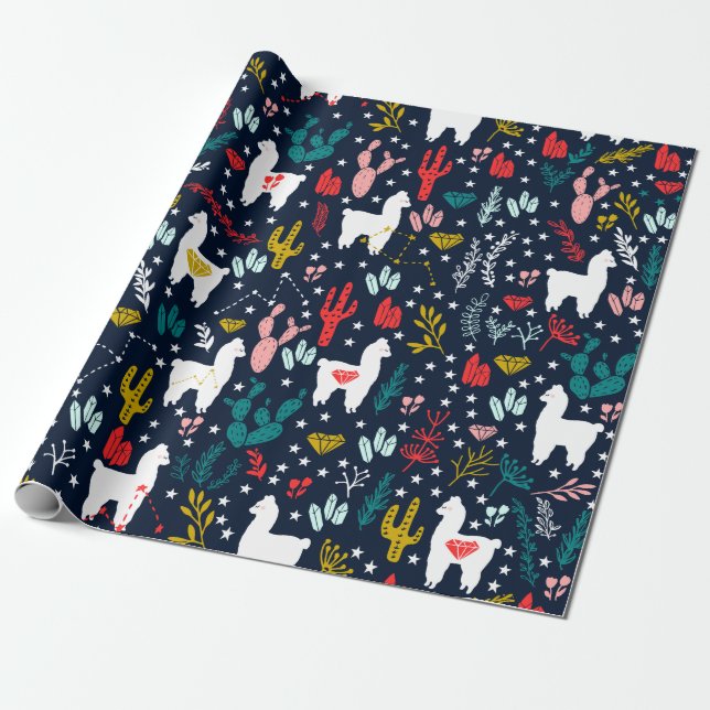 Cute Alpaca Wrapping Paper (Unrolled)