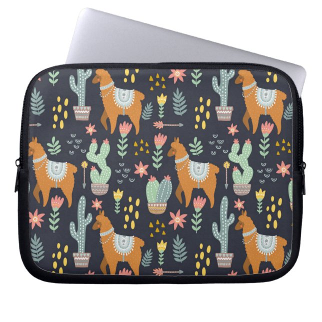 Cute Alpacas Pattern Laptop Sleeve (Front)