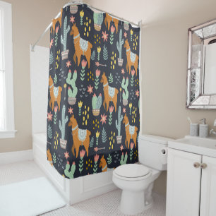 Cute Alpacas Pattern Shower Curtain