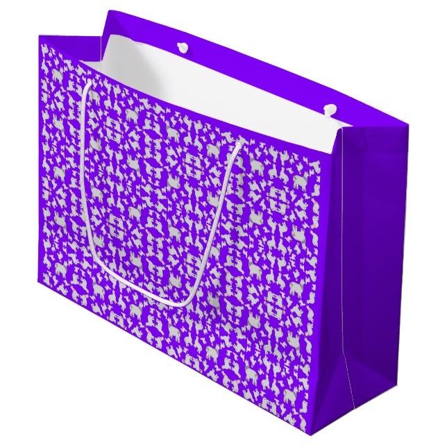 Cute Alpacas with glitter bubbles flowers fun Large Gift Bag (Front Angled)