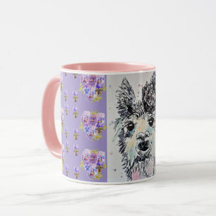 Cute Alpacca Llama purple Watercolor Painting Mug