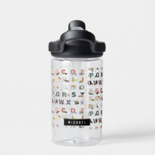 Cute Alphabet ABC Animals Custom Name School Water Bottle