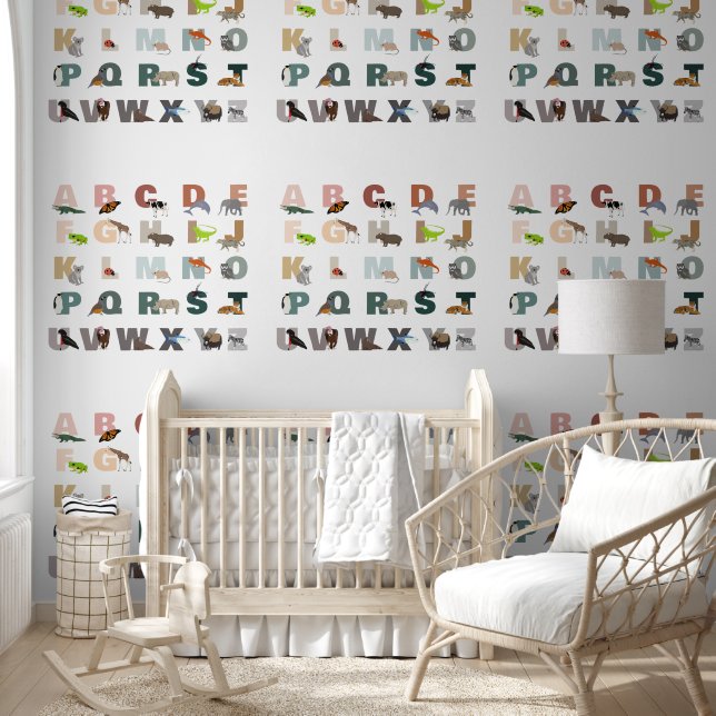 Cute Alphabet ABC Animals Nursery Classroom  Wallpaper (Kids)