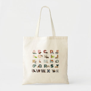 Cute Alphabet ABC Animals Tote Bag