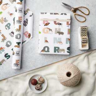 Cute Alphabet ABC Animals Wrapping Paper