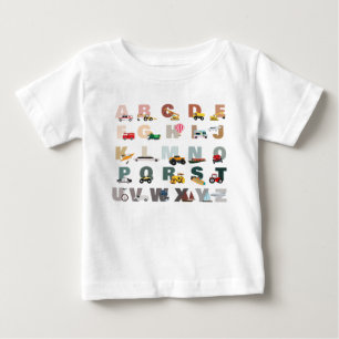 Cute Alphabet ABC Trucks, Transportation Vehicles Baby T-Shirt