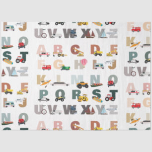 Cute Alphabet ABC Trucks, Transportation Vehicles Tissue Paper