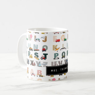 Cute Alphabet ABC Trucks,  Vehicles Teacher Gift Coffee Mug