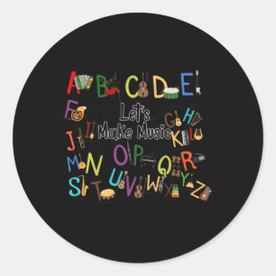 Cute Alphabet Design For Music Teacher Men Women T Classic Round Sticker