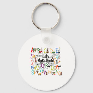 Cute Alphabet Design For Music Teacher Men Women T Key Ring