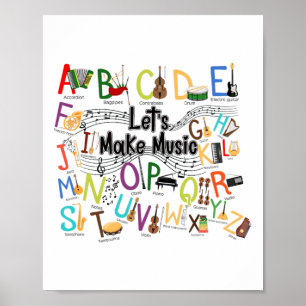 Cute Alphabet Design For Music Teacher Men Women T Poster