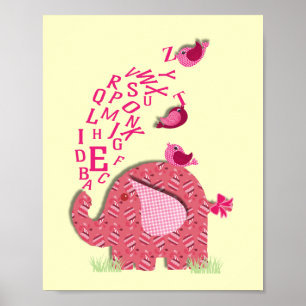 Cute Alphabet Elephant Baby Nursery Print