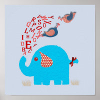 Cute Alphabet Elephant Baby Nursery Print