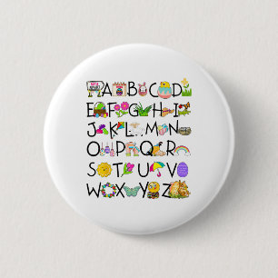 Cute Alphabet Funny Easter Day Abc Alphabet Egg Ra 6 Cm Round Badge