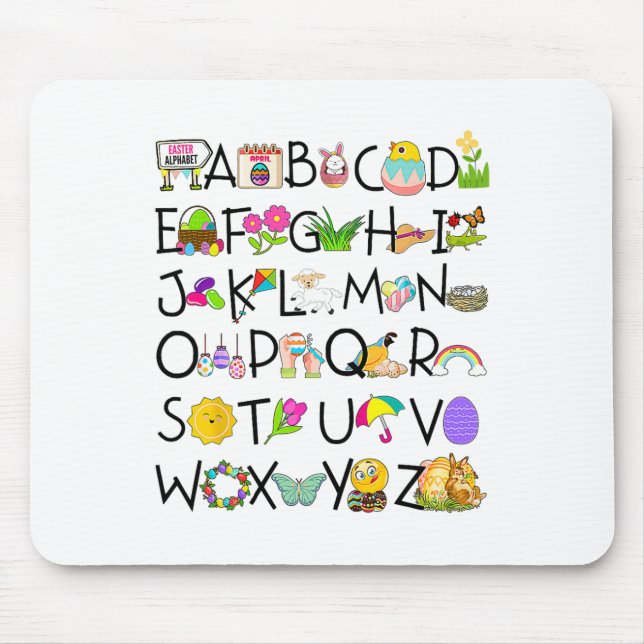 Cute Alphabet Funny Easter Day Abc Alphabet Egg Ra Mouse Mat (Front)