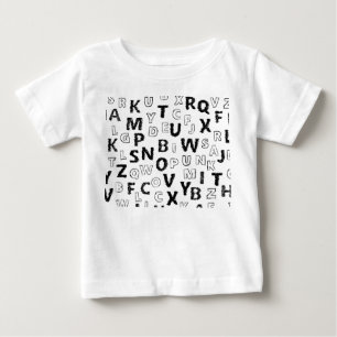 Cute Alphabet Kids T-Shirt Black & White Letter