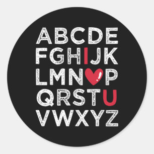 Cute Alphabet Valentine Gift For Girlfriend Or Boy Classic Round Sticker