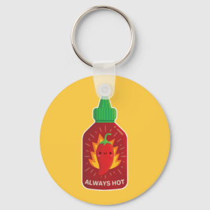 Cute Always Hot Red Chilli Pepper Sauce Bottle Key Ring