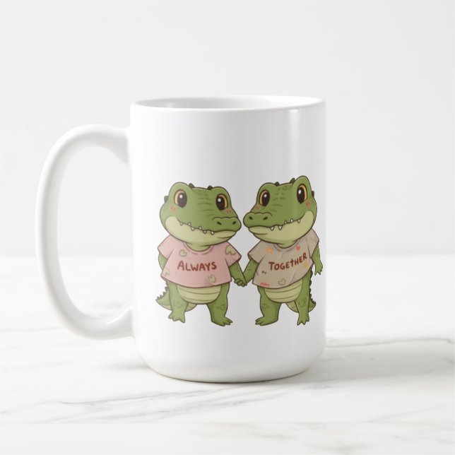 Cute Always Together Crocodile Couple Matching T-S Coffee Mug (Left)