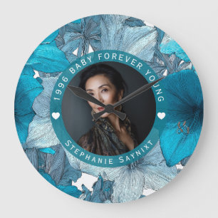 Cute Amaryllis Happy Birthday Event Large Clock