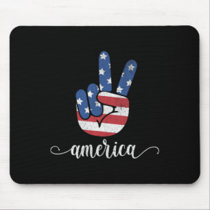 Cute America Peace Patriotic American Flag Usa 4th Mouse Mat