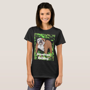 Cute American Bulldog Around Bushes T-Shirt