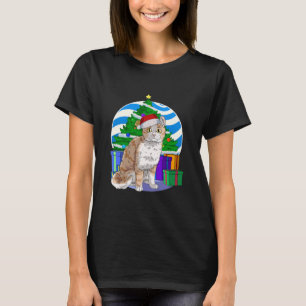 Cute American Curl Cat Santa Christmas T-Shirt