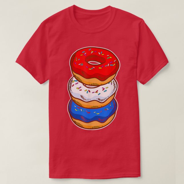 Cute American Doughnut Pastry Lover Baking 4th of  T-Shirt (Design Front)