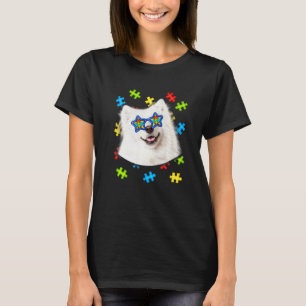Cute American Eskimo Autism Puzzle Sunglasses Pupp T-Shirt