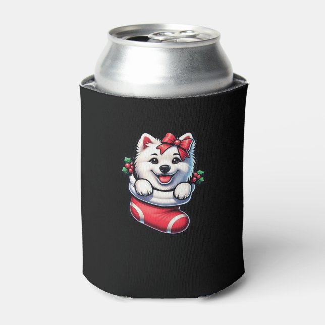 Cute American Eskimo Christmas Stocking Classic T- Can Cooler (Can Front)
