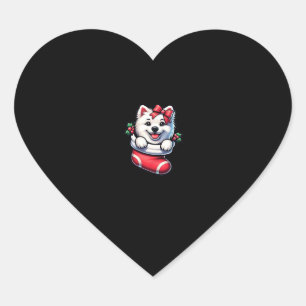 Cute American Eskimo Christmas Stocking Classic T- Heart Sticker