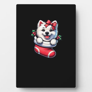 Cute American Eskimo Christmas Stocking Classic T- Plaque