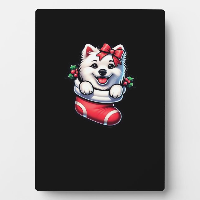 Cute American Eskimo Christmas Stocking Classic T- Plaque (Front)