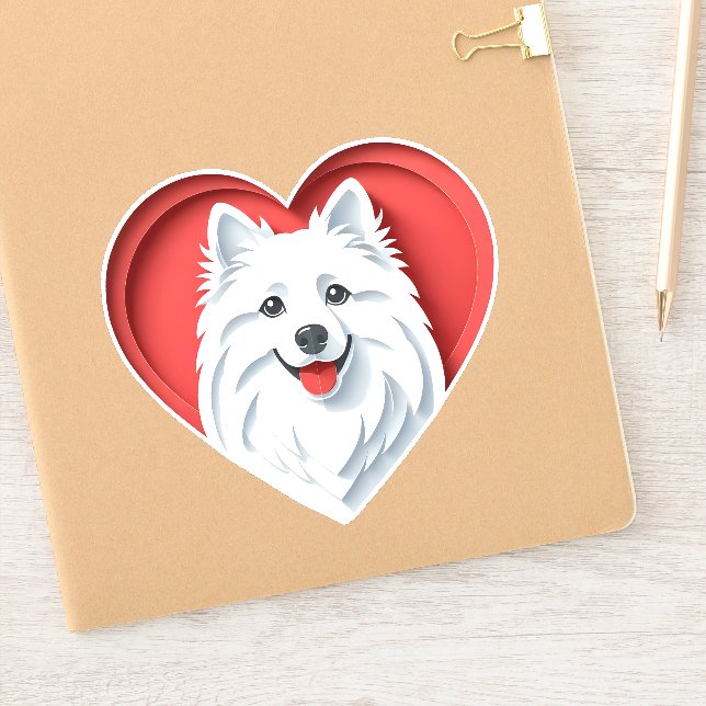Cute American Eskimo Dog Lover Puppy Heart Art (Notebook)