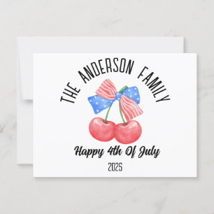 Cute American Flag Bow Personalised Name Holiday  Postcard