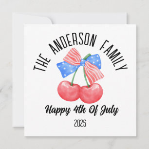 Cute American Flag Bow Personalized Name Holiday  Invitation