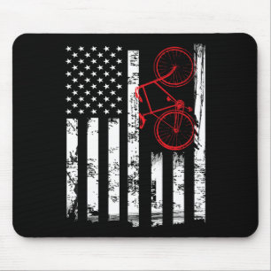 Cute American Flag Mountain Bike Cycling Gifts Wom Mouse Mat