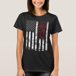 Cute American Flag Mountain Bike Cycling Gifts Wom T-Shirt