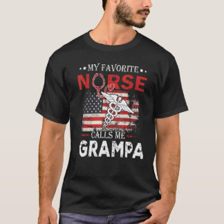 Cute American Flag My Favourite Nurse Calls Me Gra T-Shirt