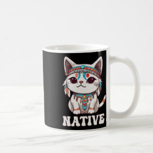 Cute American Native Indian Kawaii Cat Woman Girl Coffee Mug