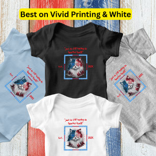 Cute American Patriotic Cat with Glasses  Baby Bodysuit