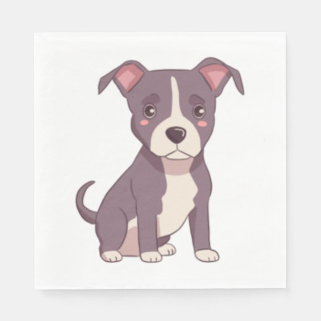 Cute american pit bull terrier kawaii illustration napkin (Front)