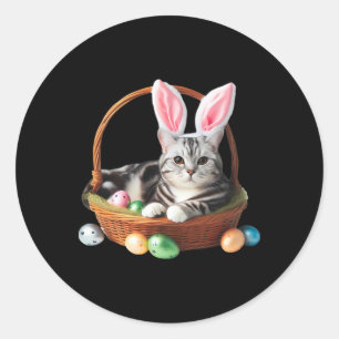 Cute American Shorthair Cat Easter Egg Hunt Owner Classic Round Sticker