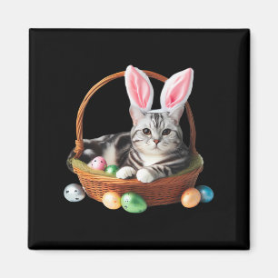 Cute American Shorthair Cat Easter Egg Hunt Owner Magnet