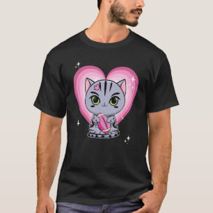 Cute American Shorthair Cat Pink Football T-Shirt