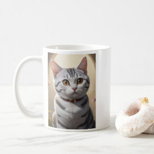 Cute American Shorthair Cat with Big Eyes Coffee Mug