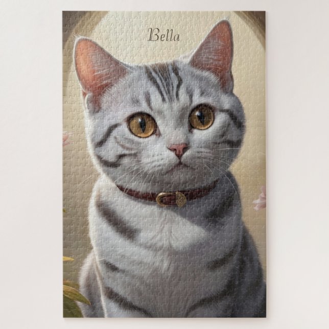 Cute American Shorthair Cat with Big Eyes Jigsaw Puzzle (Vertical)