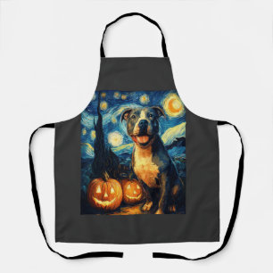 Cute American Staffordshire Terrier Dog Halloween Apron