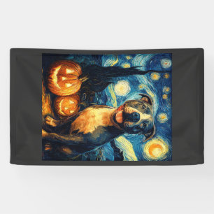 Cute American Staffordshire Terrier Dog Halloween  Banner