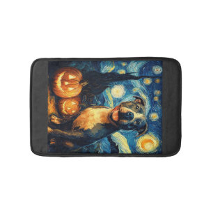Cute American Staffordshire Terrier Dog Halloween Bath Mat